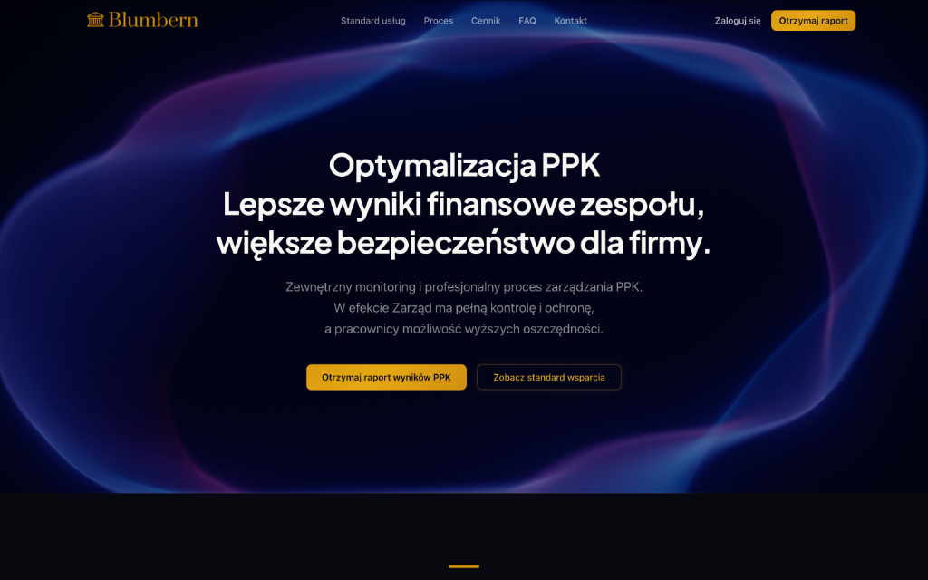 Zrzut ekranu aplikacji Blumbern PPK